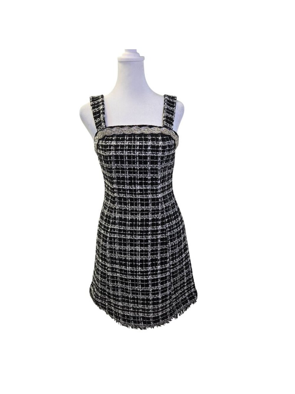 NWT Tahari ASL Boucle Tweed Mini Dress with Rhinestones Size 2 Petite